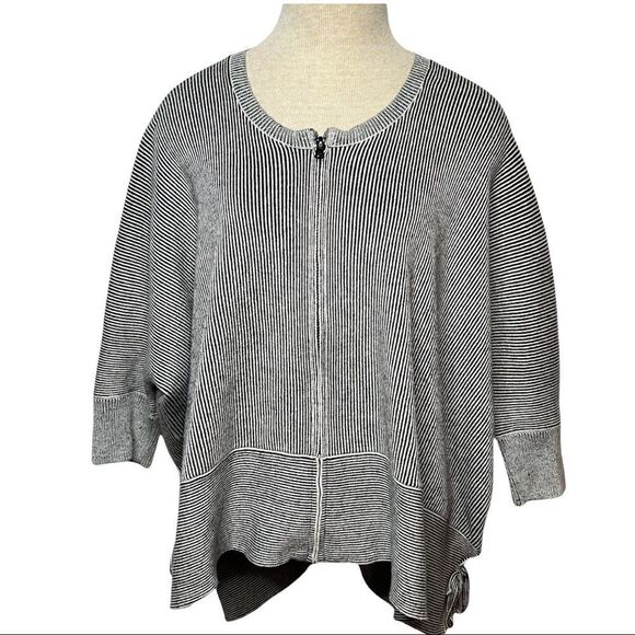 CAbi Cupids Cardi Sweater Style 3526 Zip Front Striped Boxy Oversized Cardigan M - Picture 2 of 8